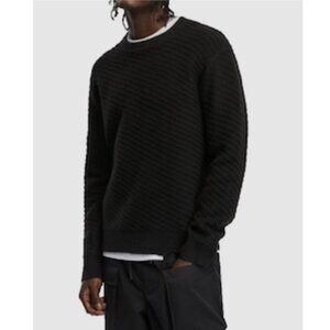 Mode of One Men's Relaxed-Fit Diagonal Texture Sweater Deep Black XL